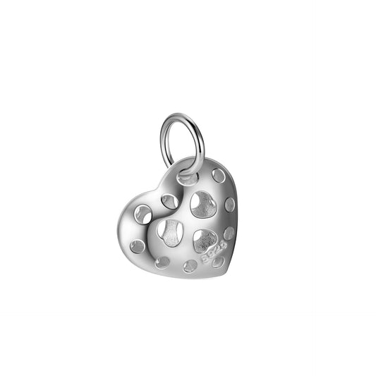 925 Sterling Silver Charm Hollow Heart For Jewelry DIY