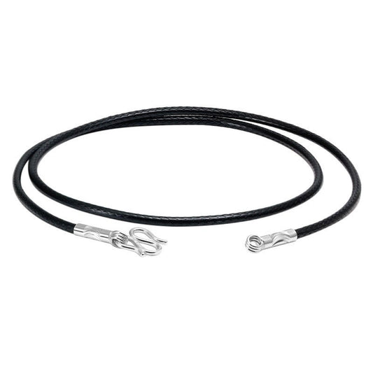 925 Sterling Silver Wax Leather Necklace Chain 2mm 3mm For Jewelry DIY