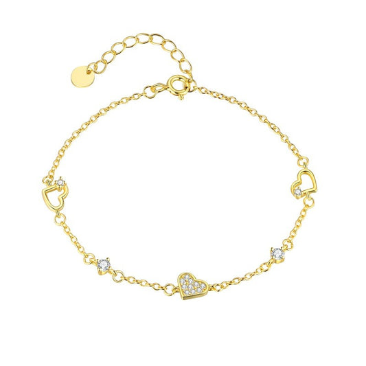 925 Sterling Silver Hearts Fashion Bracelet