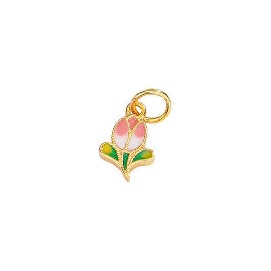 925 Sterling Silver Charm Flower Tulip Pendant For Jewelry DIY