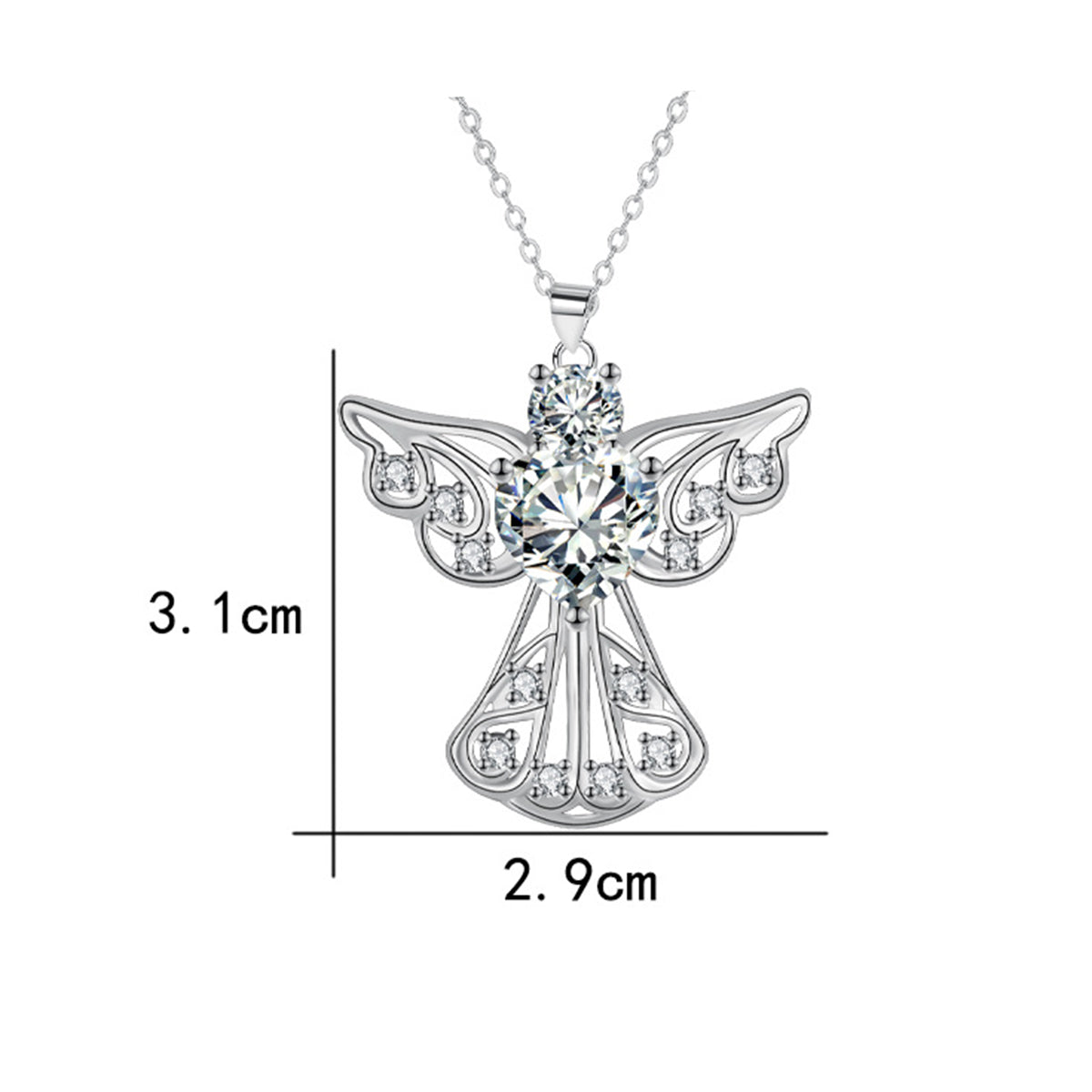 Copper With Silver Plated Angel Pendant Necklace for Women