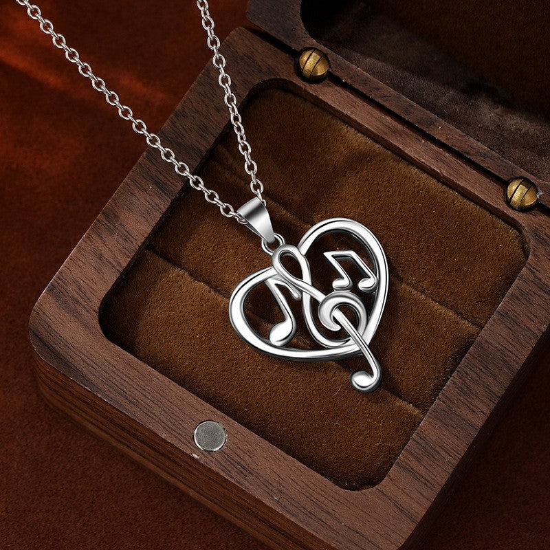 925 Sterling Silver Heart Notes Necklace