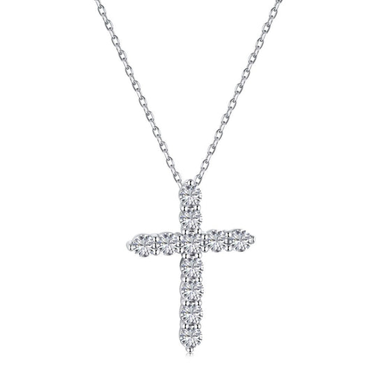 Collar con colgante de cruz de plata de ley 925