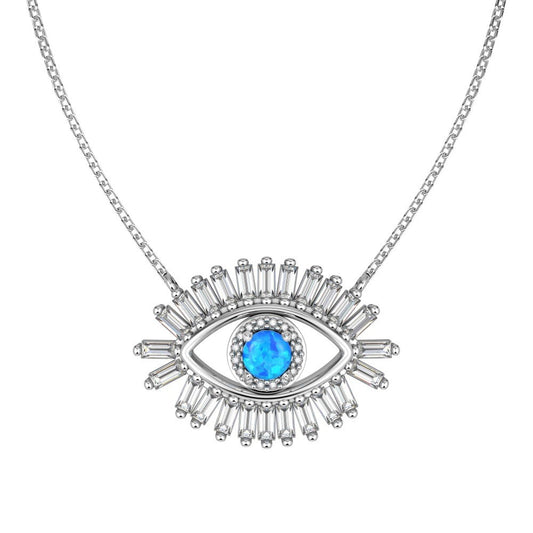 925 Sterling Silver Evil Eye Fashion Pendant Necklace