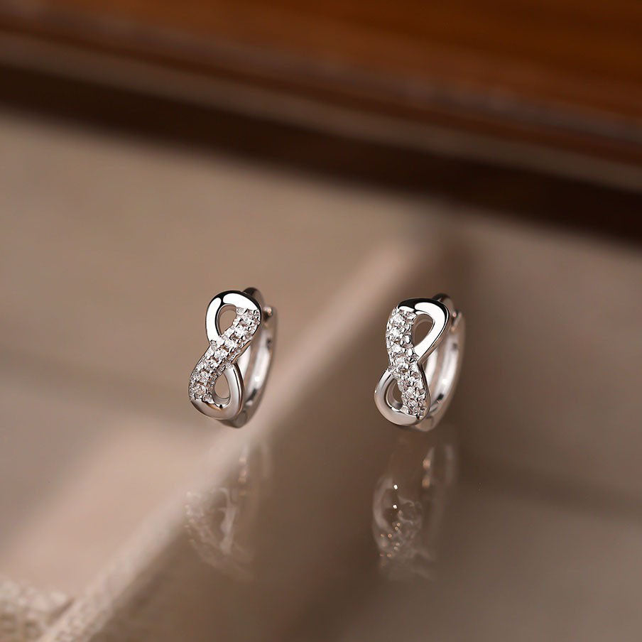 925 Sterling Silver Infinity Fashion Hoop Earrings
