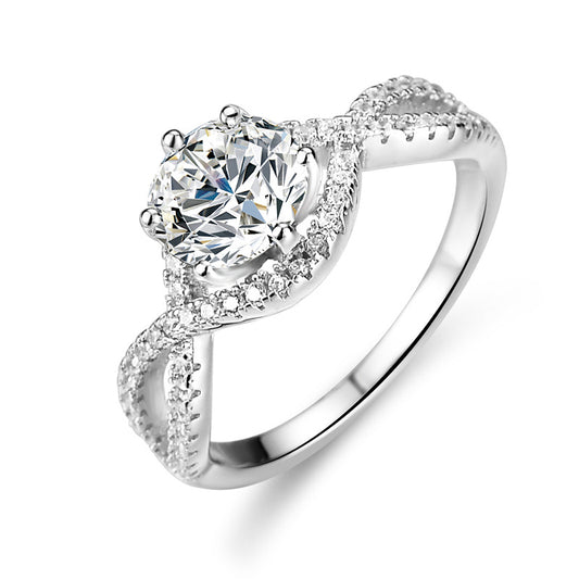 925 Sterling Silver Elegant  Zircon Fashion Engagement Ring