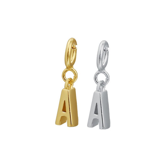 925 Sterling Silver A-Z Charm With Spring Clasp For Jewelry DIY