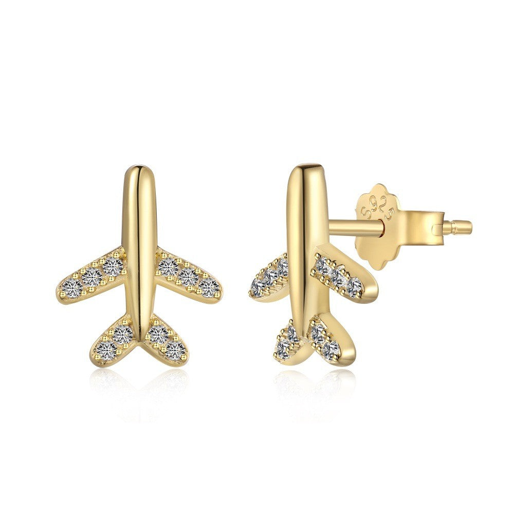 925 Sterling Silver Airplane Fashion Earrings