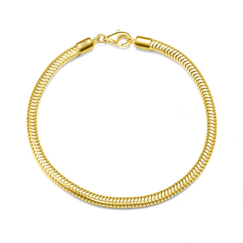 925 Sterling Silver Round Snake Bracelet