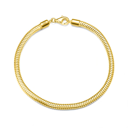 925 Sterling Silver Round Snake Bracelet