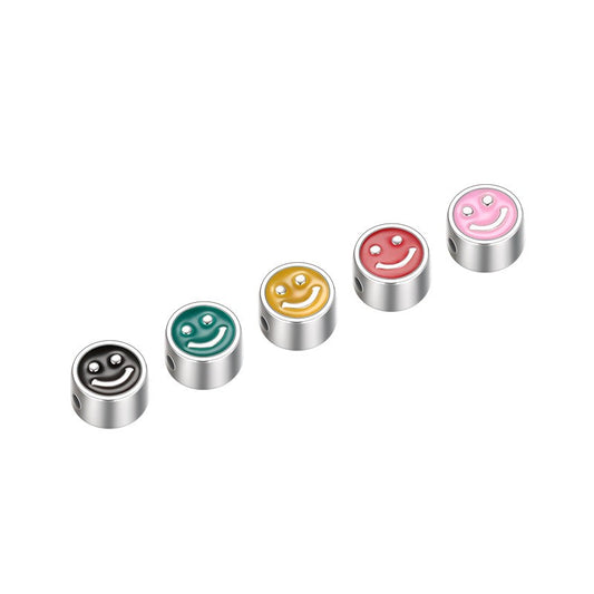 925 Sterling Silver Enamel Smily Face Charm For Jewelry DIY