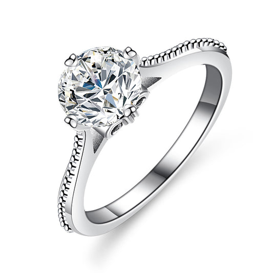 925 Sterling Silver Elegant  Zircon Fashion Engagement Ring