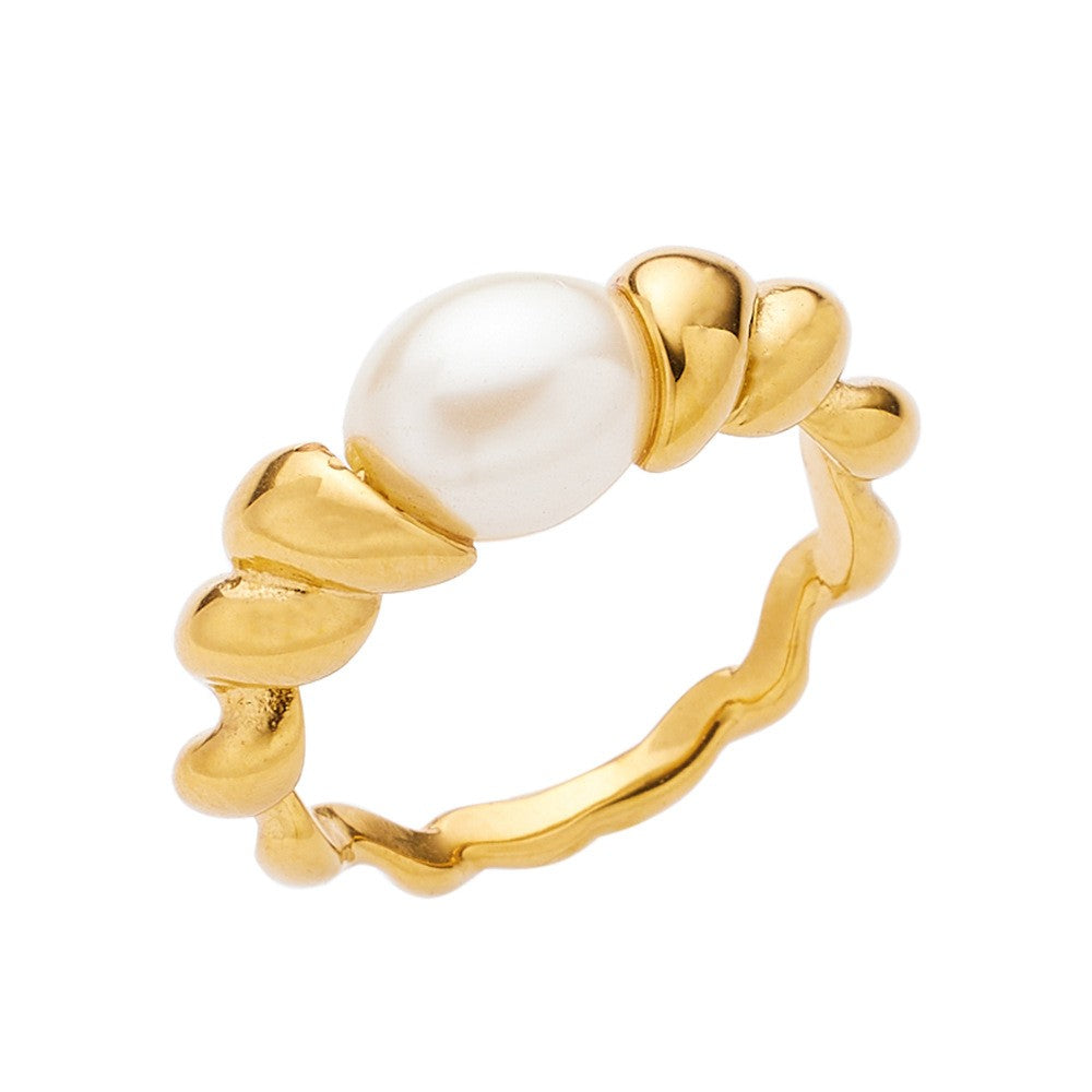 Stainless Steel Minimalist Fashion Pearl Ring