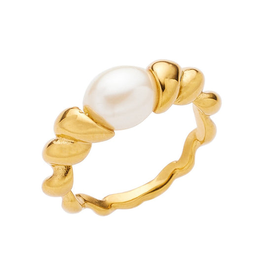 Stainless Steel Minimalist Fashion Pearl Ring