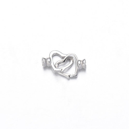 925 Sterling Silver Double Heart Clasp For Jewelry DIY