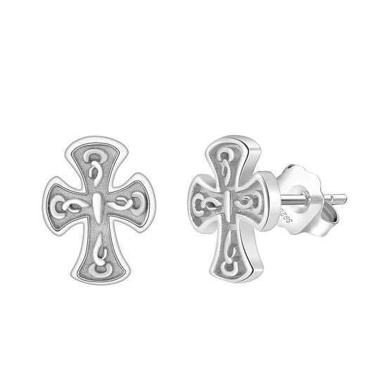 Pendientes de cruz de plata de ley 925