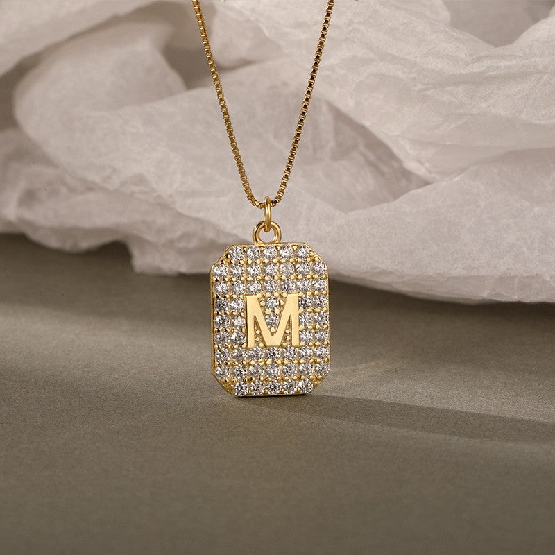 925 Sterling Silver Letter M Initial Pendant Necklace