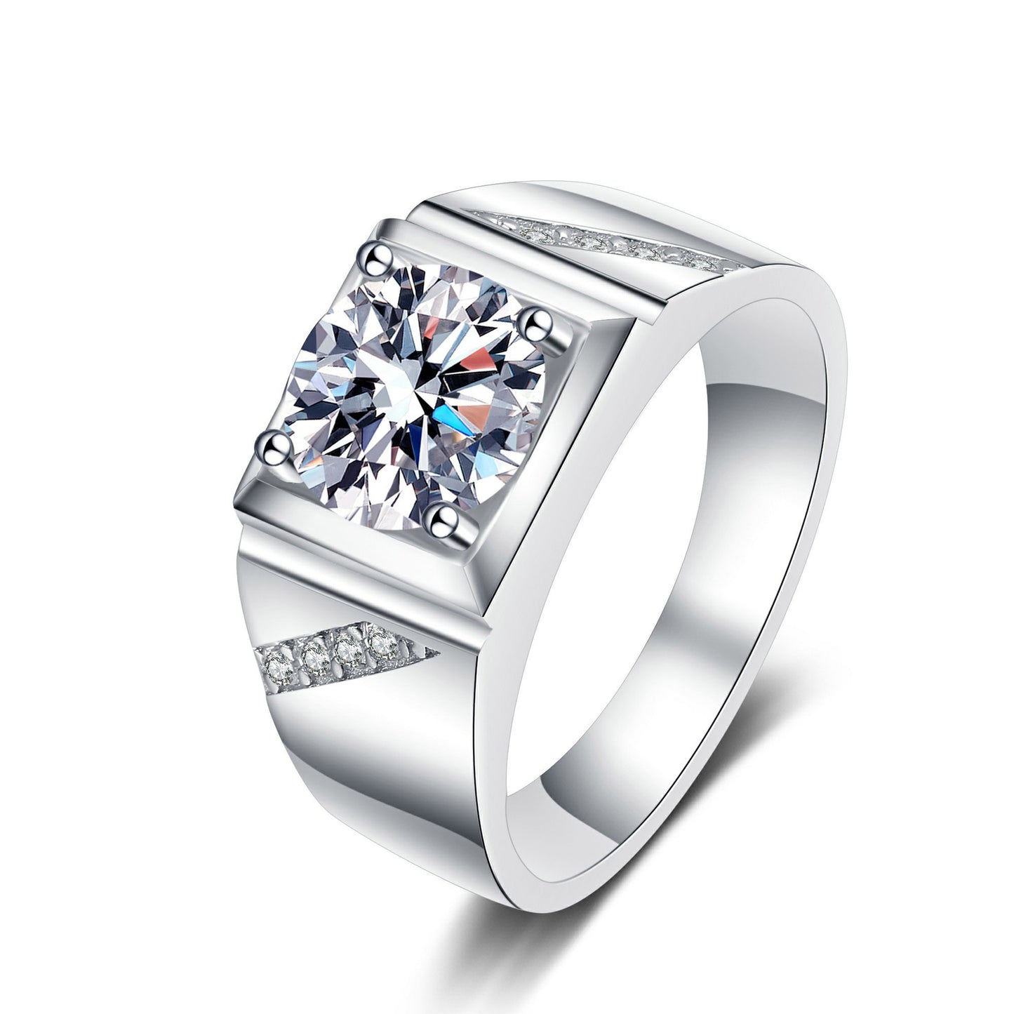 925 Sterling Silver Moissanite Men's Ring