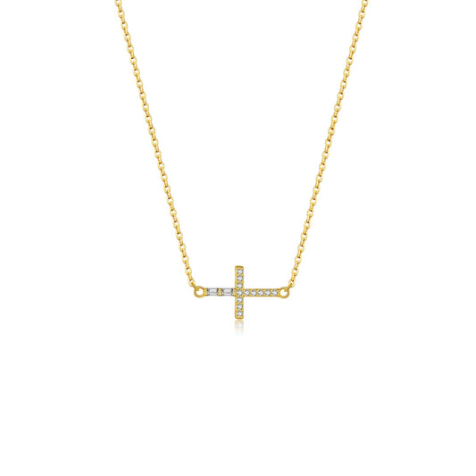 925 Sterling Silver Zircon Cross Pendant Necklace