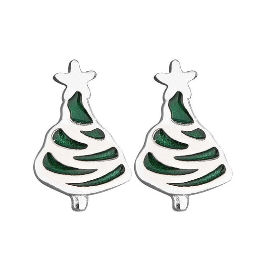925 Sterling Silver Christmas Tree Festival Earrings
