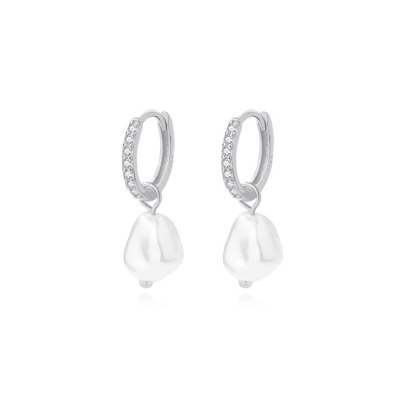 925 Sterling Silver Baroque Pearl Earrings Fashion Jewelry Gift for Women Girl