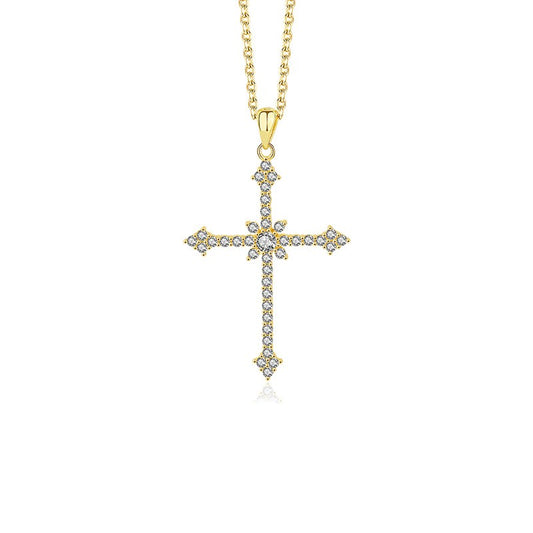 Collar con colgante de cruz de circonita en plata de ley 925