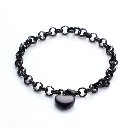 Stainless Steel Minimalist Heart Pendant Fashion Bracelet
