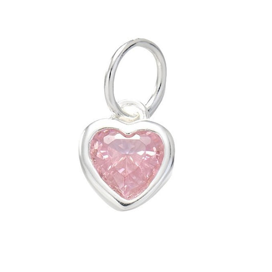 925 Sterling Silver Colorful Zircon Heart Charm For Jewelry DIY