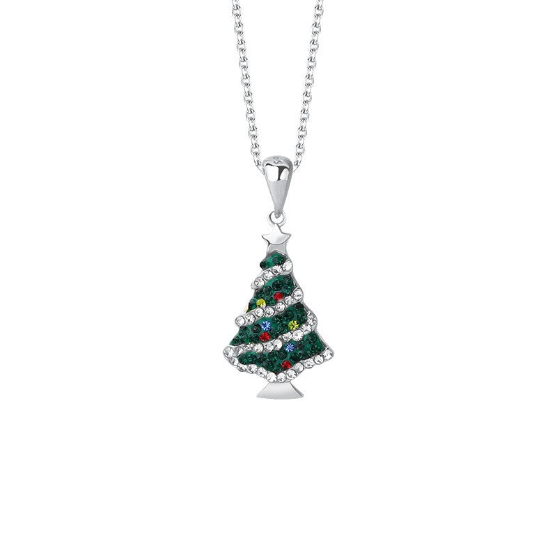 925 Sterling Silver Christmas Tree Pendant Necklace
