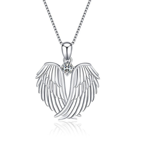 925 Sterling Silver Angel Wings Fashion Necklace