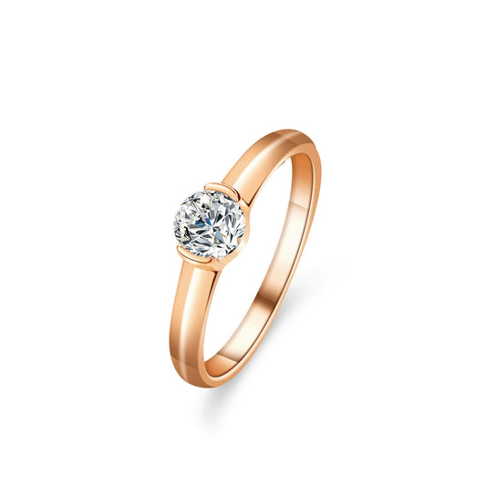 925 Sterling Silver Elegant Rosegold Plated Zircon Fashion Ring