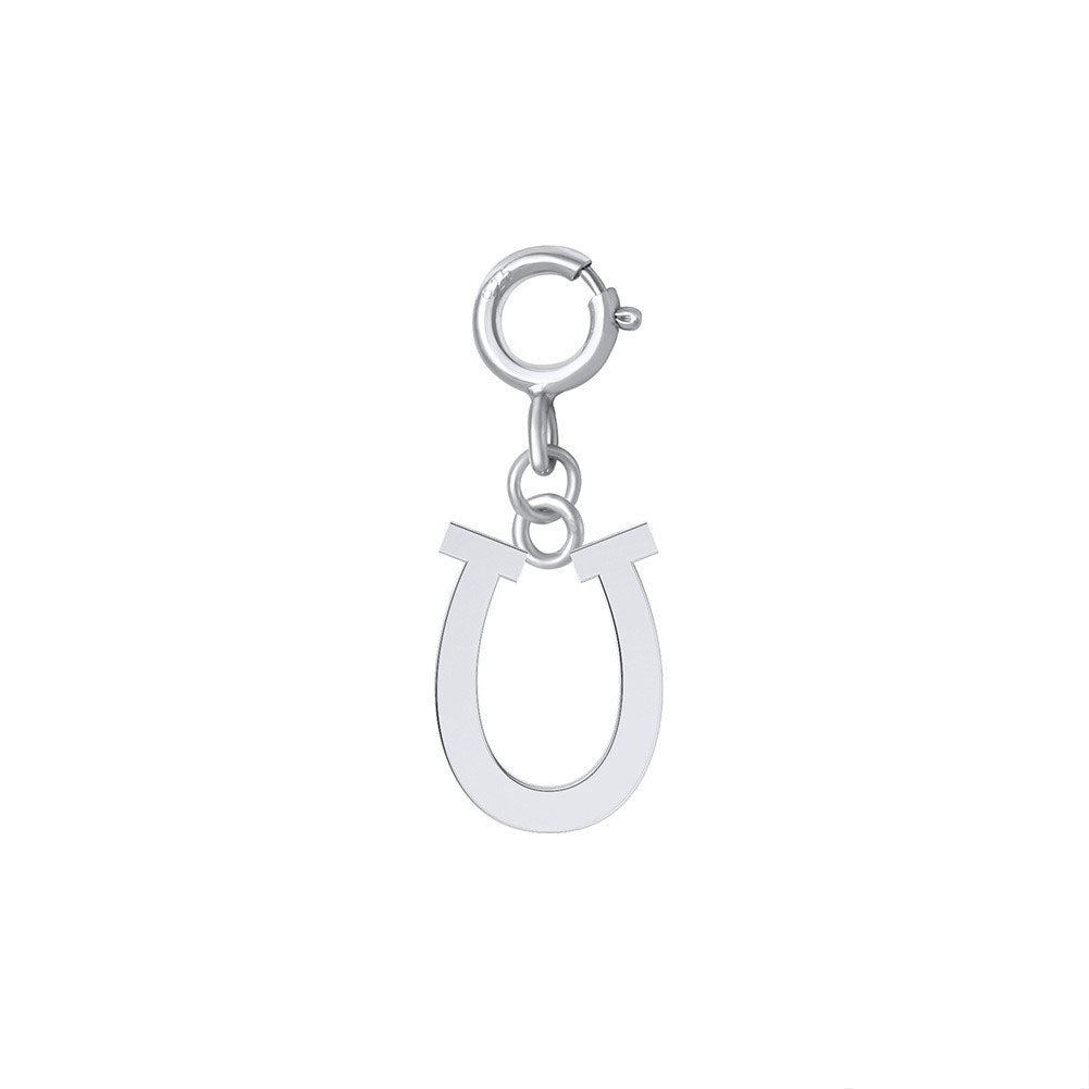925 Sterling Silver Horseshoe Charm With Spring Clasp For Necklace Jewelry DIY