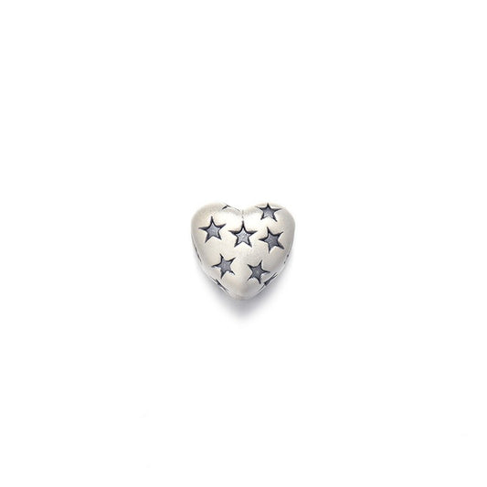 925 Sterling Silver Vintage Heart With Stars Charm For Jewelry DIY