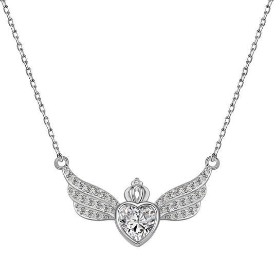 925 Sterling Silver Angel Wings Fashion Necklace
