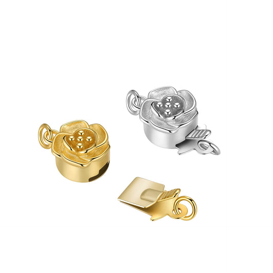 925 Sterling Silver Flower Box Clasp For Jewelry DIY