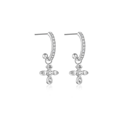 925 Sterling Silver Cross Earrings