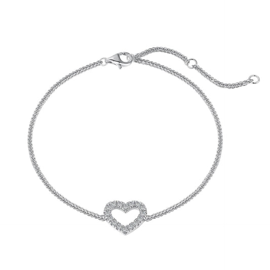925 Sterling Silver Hollow Heart Fashion Bracelet