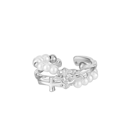 925 Sterling Silver Cross Fashion Ring