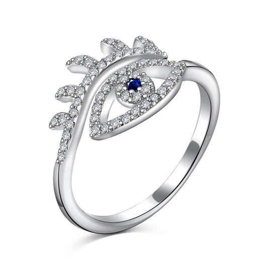 925 Sterling Silver Evil Eye Fashion Adjustable Ring