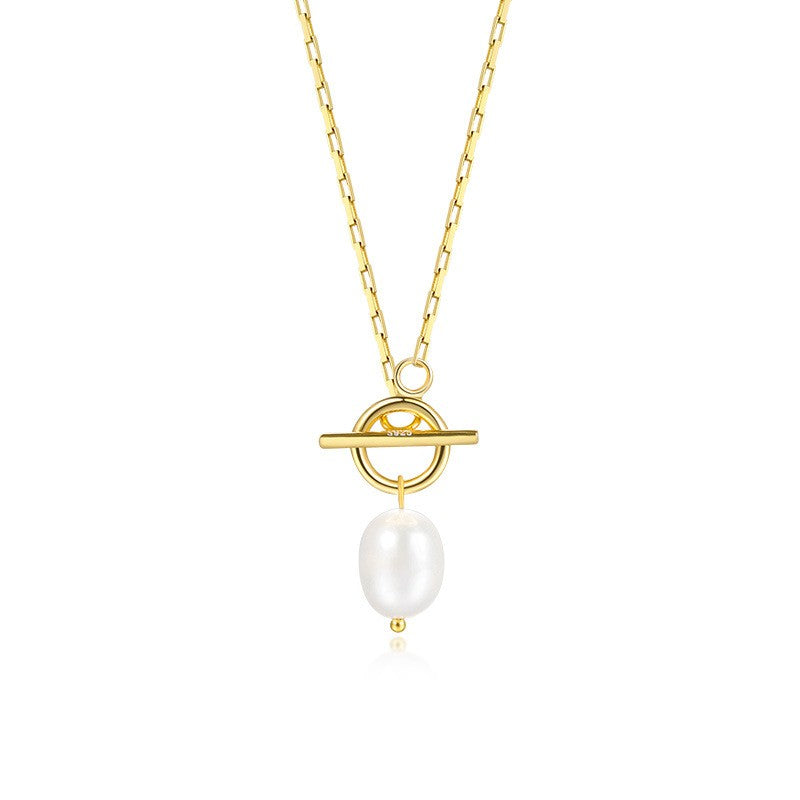 925 Sterling Silver Natural Pearl Necklace Fashion Jewelry Gift for Women Girls
