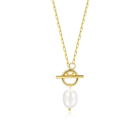 925 Sterling Silver Natural Pearl Necklace Fashion Jewelry Gift for Women Girls