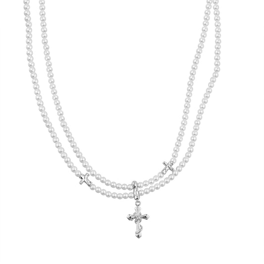 925 Sterling Silver Zircon Cross Fashion Necklace