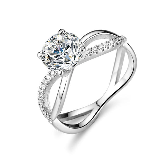 925 Sterling Silver Elegant  Zircon Fashion Engagement Ring