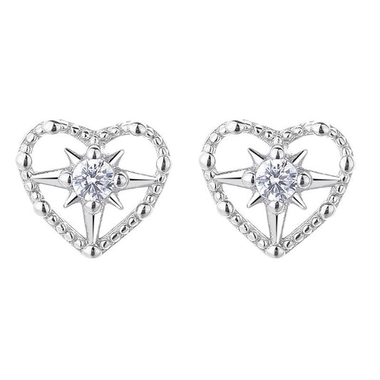 925 Sterling Silver Heart Screw Back Stud Earrings