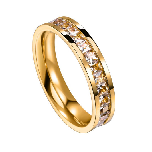 Stainless Steel Band Zircon Fashion Ring