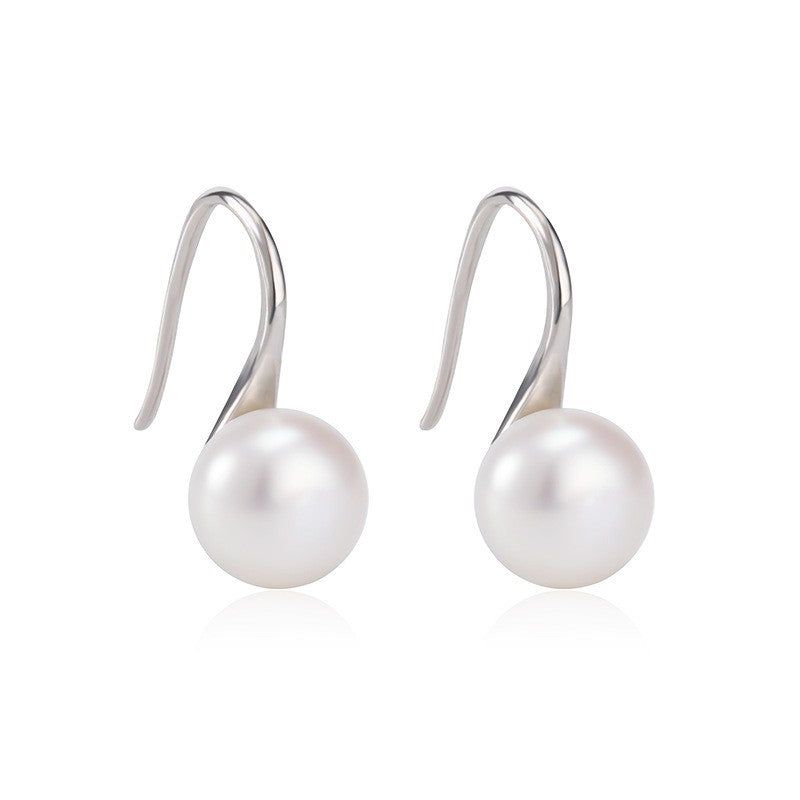 925 Sterling Silver Pearl Huggie Earrings