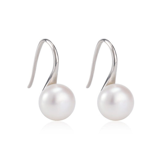 925 Sterling Silver Pearl Huggie Earrings