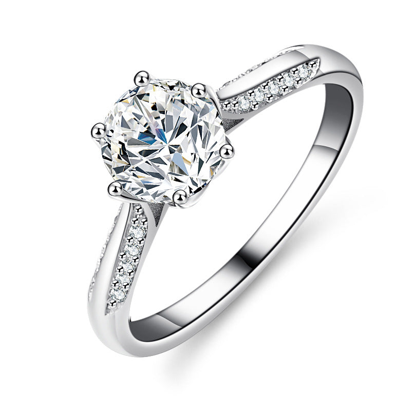 925 Sterling Silver Elegant  Zircon Fashion Engagement Ring