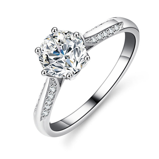 925 Sterling Silver Elegant  Zircon Fashion Engagement Ring
