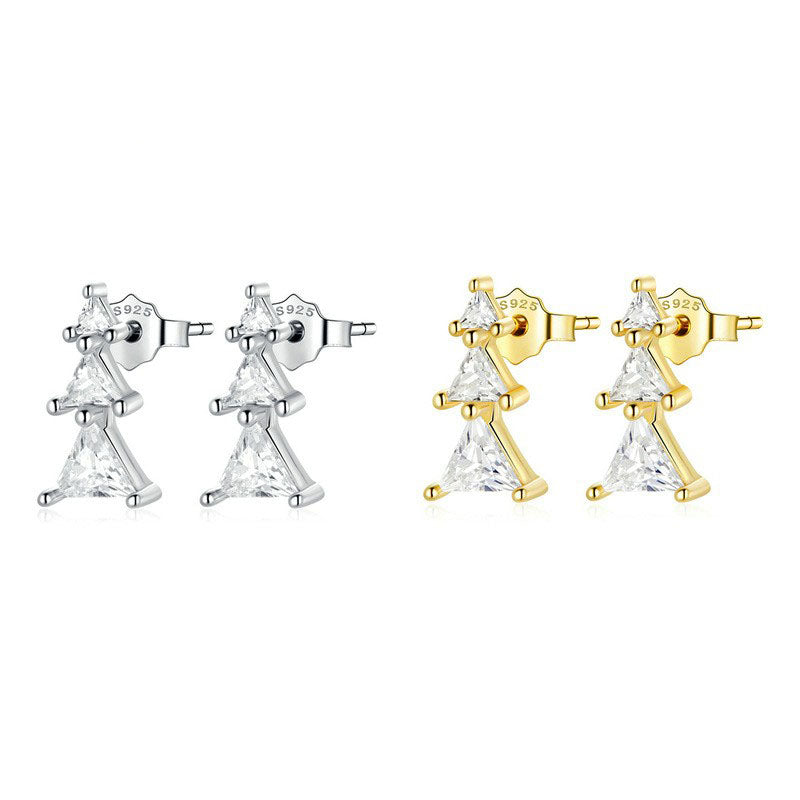 925 Sterling Silver Christmas Tree Fashion Earrings